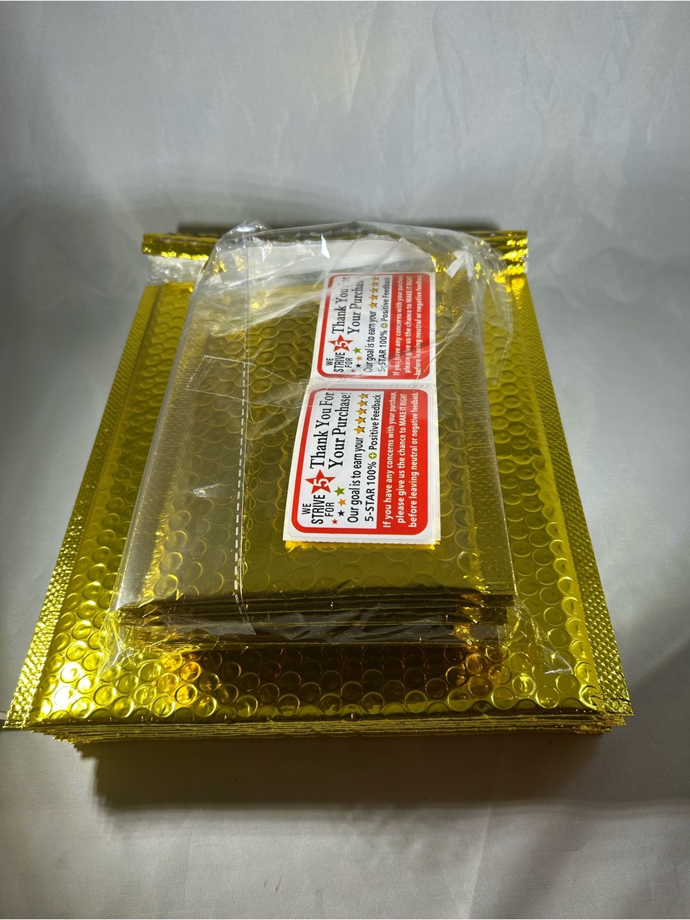 20 Gold Metallic Bubble Mailer Envelopes - Shiny Pack (10 4x8) (10 8.5x12)